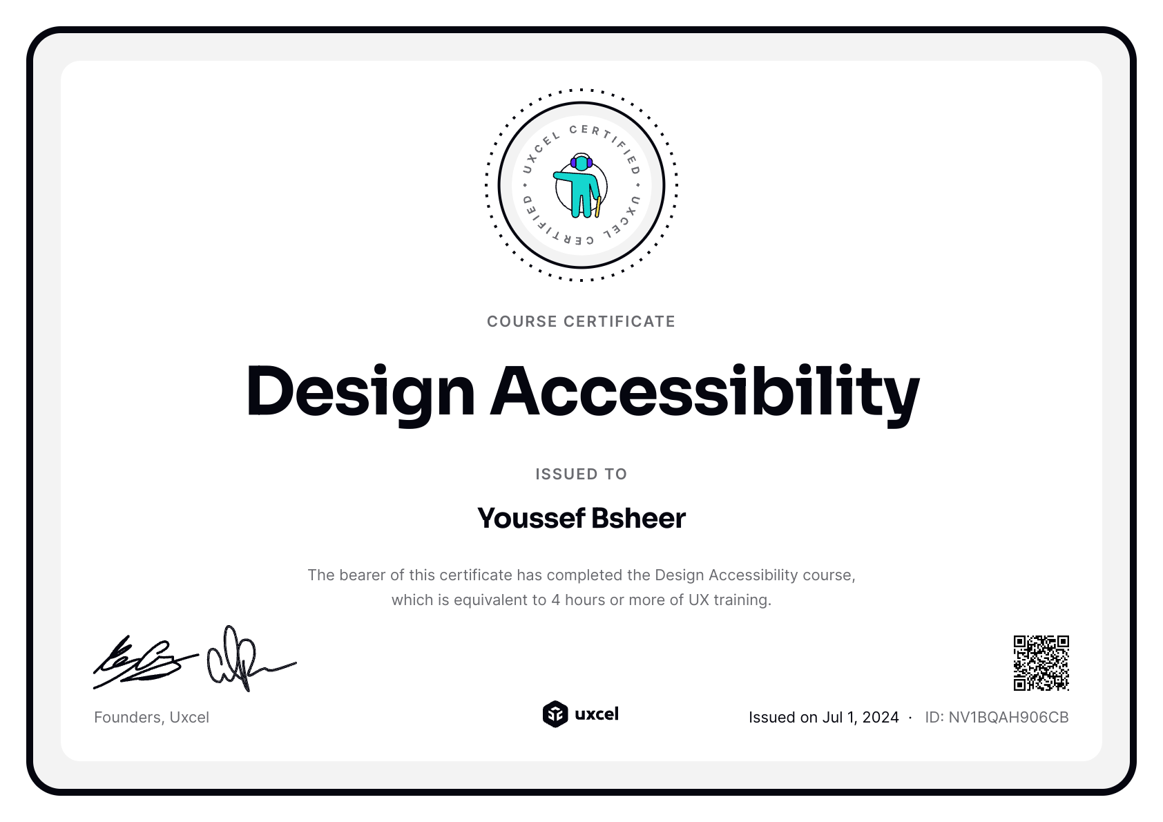 Youssef Bsheer's certificate
